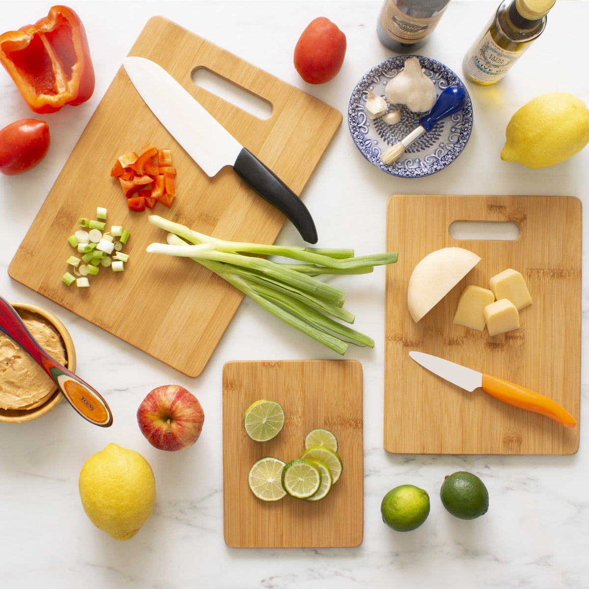 Totally Bamboo 3-Piece Bamboo Wood Cutting Board Set for Kitchen, 3 Assorted Sizes